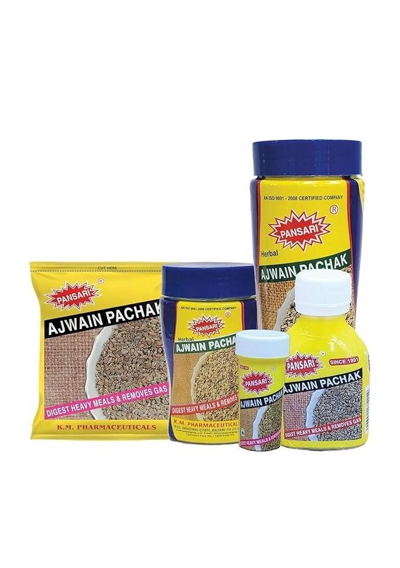 Pansari Ajwain Pachak | Herbal Digestive Churan Natural & Removes Gas 50 Pcs Sachet Pack Of 5 - Indya
