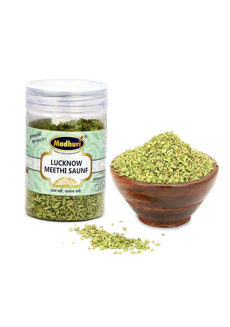 Madhuri Lucknow Meethi Saunf Mouth Freshener | Sweet Flavored Traditional Indian Digestive Mukhwas 160Gm Pack Of 3 - Indya