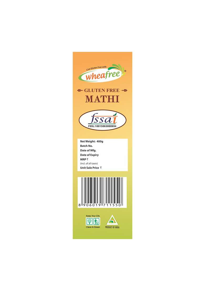 Wheafree Gluten Free Mathi (400G) | Delicious, Ready To Eat Indian Snacks Tasty Crispy And Crunchy Savoury Lactose Best Tea Time - Indya