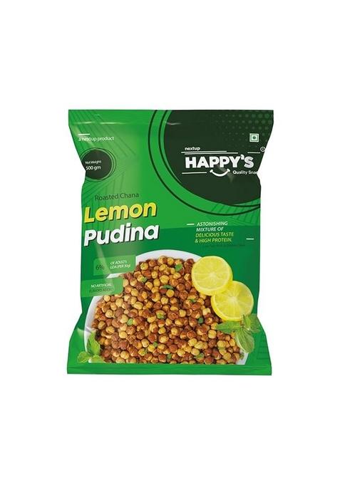 Next Up Happys Happy'S Roasted Chana, 500 Gm | Pack Of 1 Lemon Pudina Flavor Low Fat Rich In Protein To Perfection No Artificial Flavors Nutrient-Rich Snacking