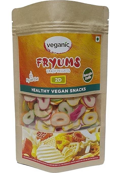 Veganic Sago Jelly Fryums | Colourful Sabudana Papad Shape 2D Snack With Tastemaker - 350Gm
