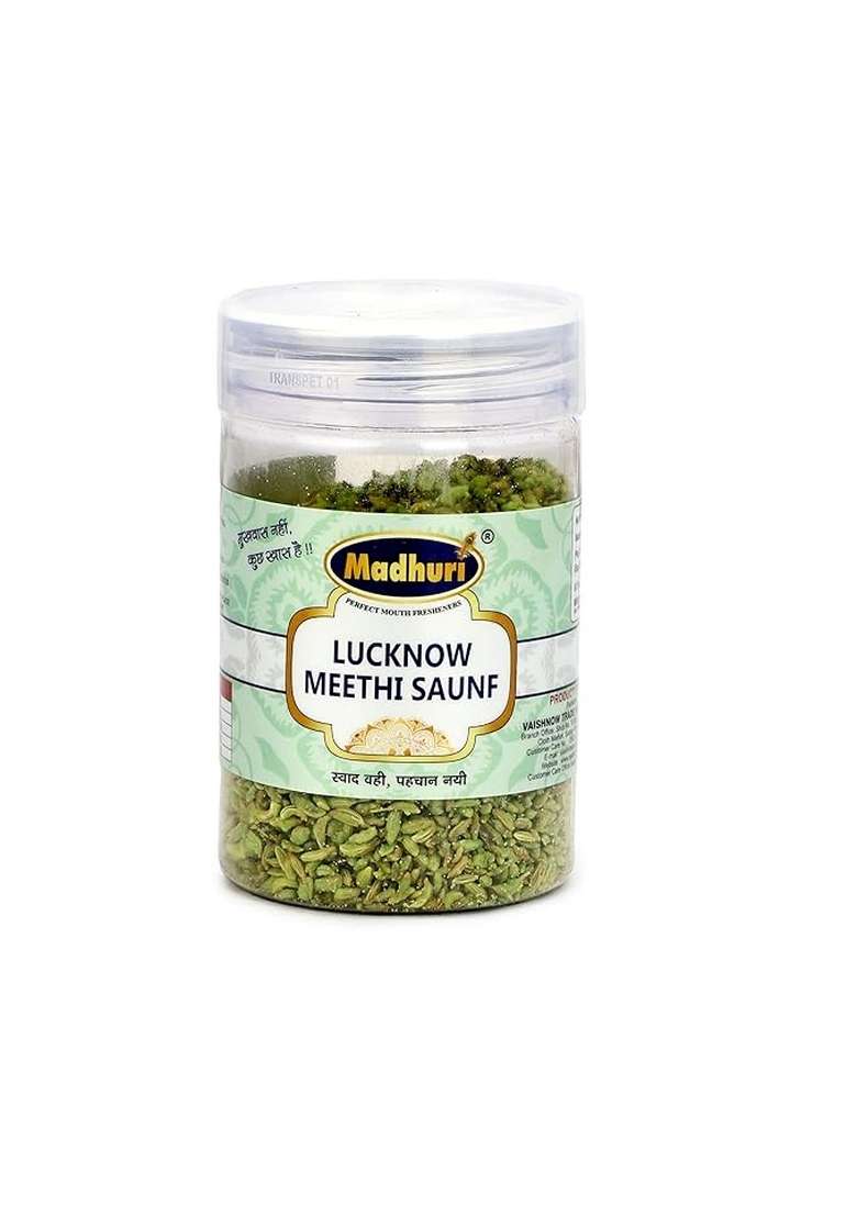 Madhuri Lucknow Meethi Saunf Mouth Freshener | Sweet Flavored Traditional Indian Digestive Mukhwas 160Gm Pack Of 3 - Indya