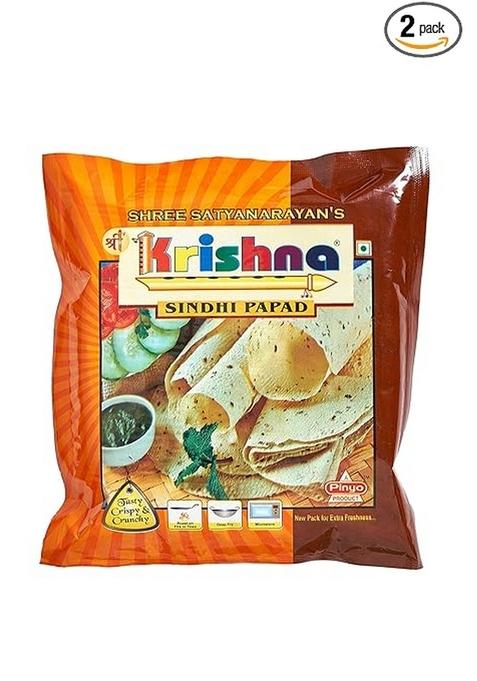 Shree Krishna Sindhi Papad 400G | Handmade Authentic Special & Spicy Indian Snack Ready To Cook Crispy Papadam Perfect For Meals (200 G X 2 Pack)