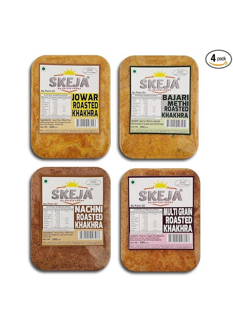 Skeja By Satvik Foods Premium Khakhra Â€“ Made With Sunflower Oil, No Palm Oil Used,Authentic Millet Combo Snack | Roasted & Crispy Healthy Anytime (Millet Combo)