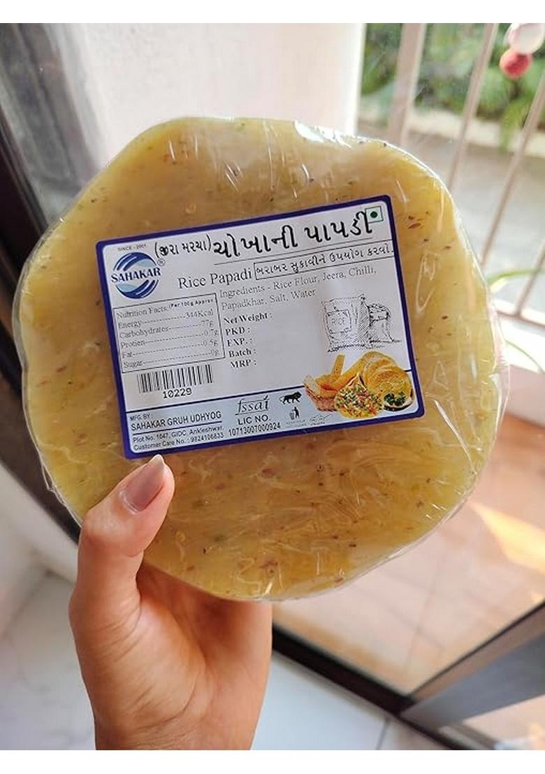 Sahakar Jeera Chilli Rice Papad/Khichiya Papad 400 Gram (Pack Of 1)