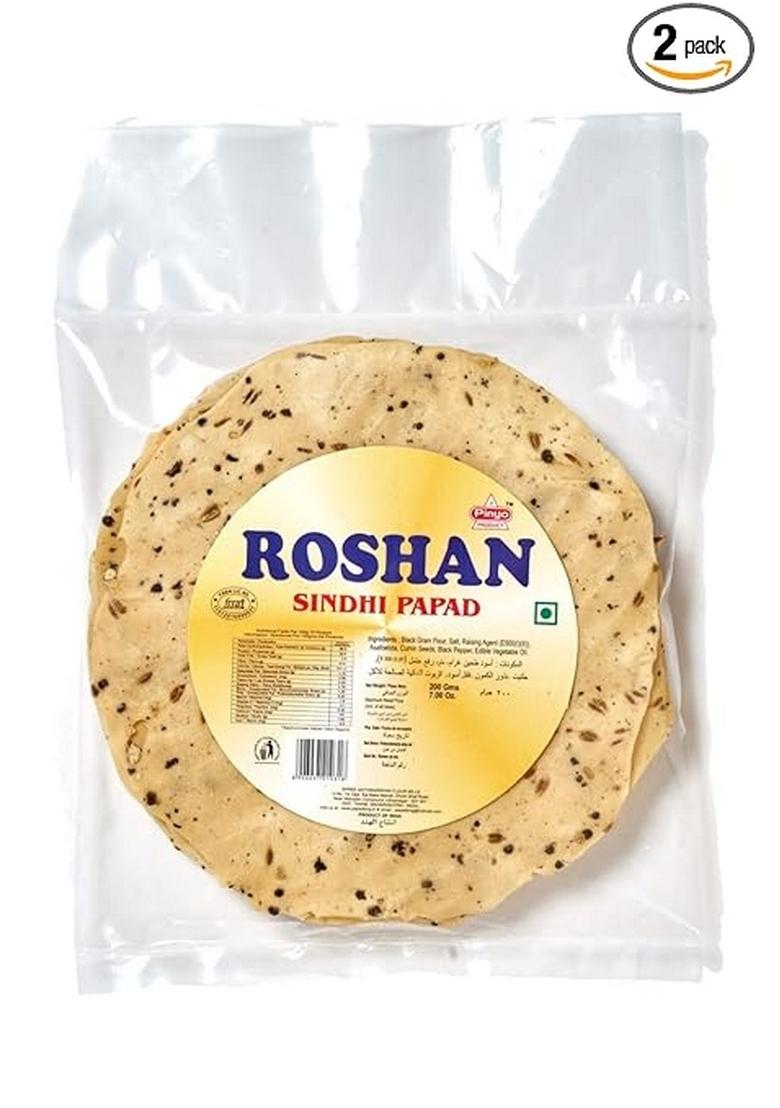 Roshan Sindhi Papad 400G | Authentic Indian Snack Ready To Cook Crispy And Flavorful Traditional Recipe Perfect Meal Side Dish Handmade Papadam (200 G X 2 Pack)