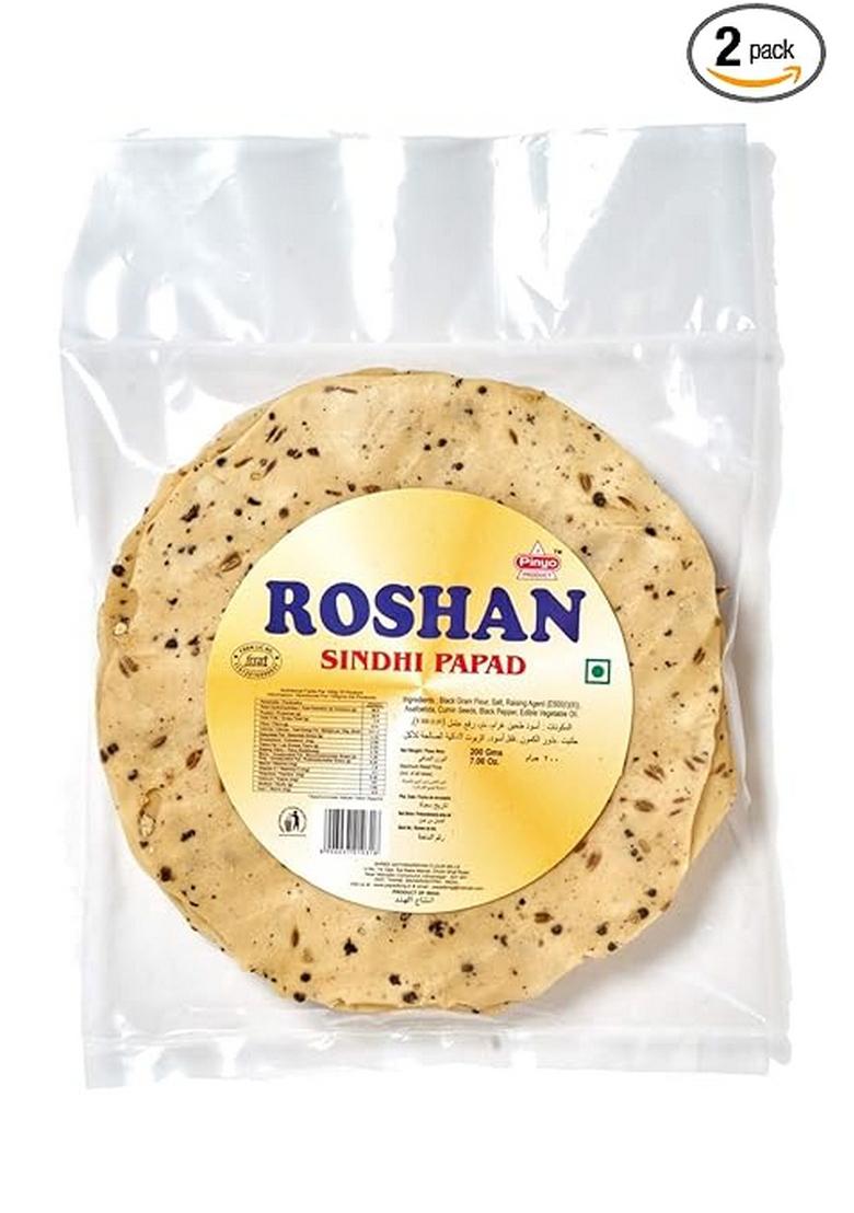 Roshan Sindhi Papad 400G | Authentic Indian Snack Ready To Cook Crispy And Flavorful Traditional Recipe Perfect Meal Side Dish Handmade Papadam (200 G X 2 Pack)
