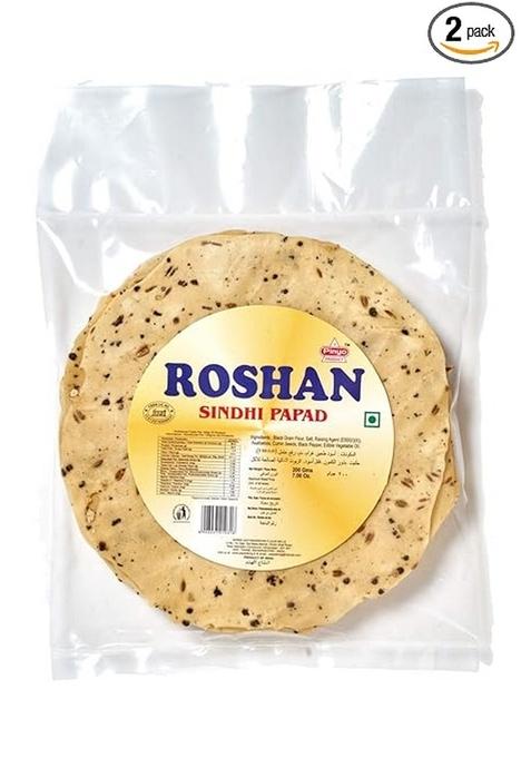 Roshan Sindhi Papad 400G | Authentic Indian Snack Ready To Cook Crispy And Flavorful Traditional Recipe Perfect Meal Side Dish Handmade Papadam (200 G X 2 Pack)