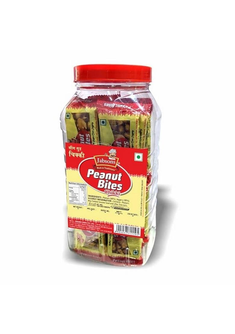 Jabsons Peanut Gud Chikki Jar | No Added Preservatives and Colours | Sweets | Gluten Free | High in Protein | Indian Sweets | Nutritious Chikki