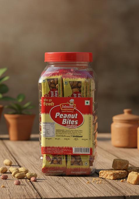 Jabsons Peanut Gud Chikki Jar | No Added Preservatives and Colours | Sweets | Gluten Free | High in Protein | Indian Sweets | Nutritious Chikki
