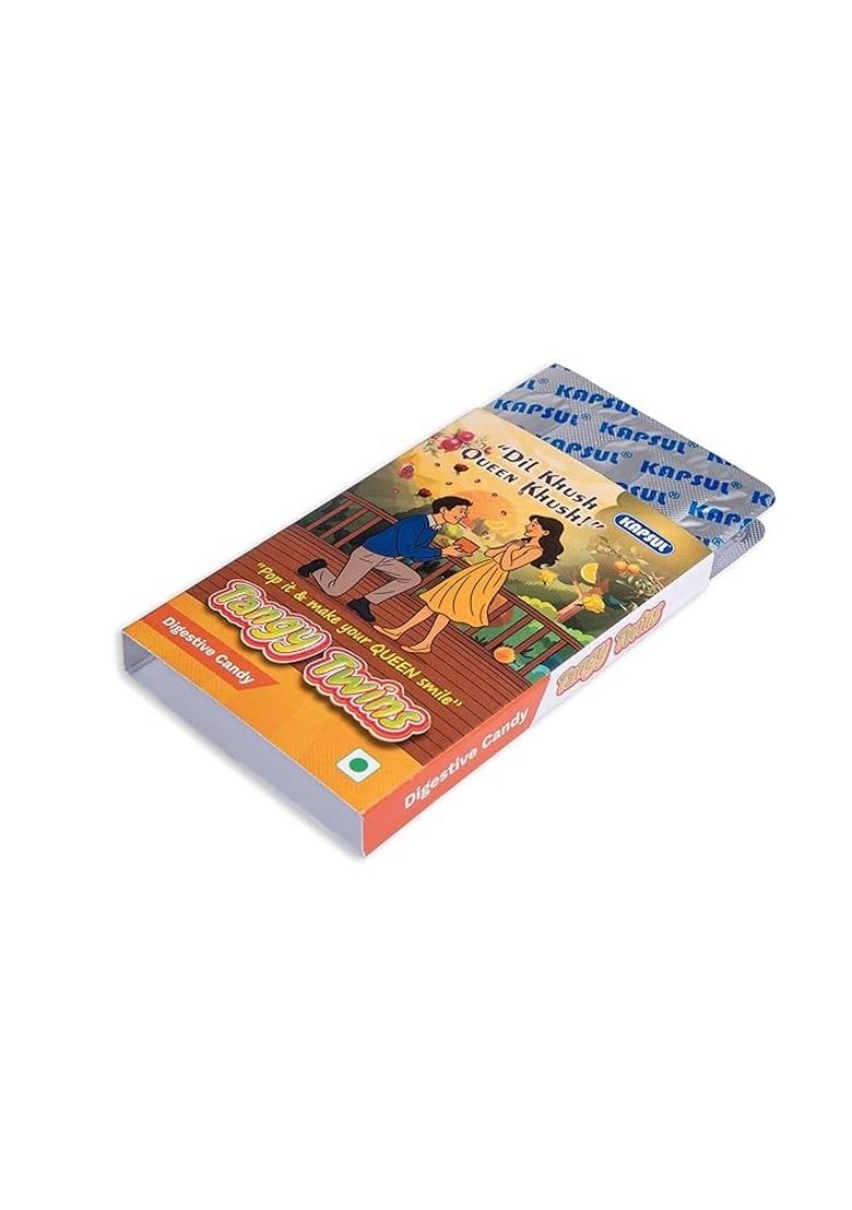 Kapsul Tangy Twins Digestive Candy by Foods | Sweet & Tangy Indian Flavour | 100% Vegetarian | Post-Meal Mouth Freshener