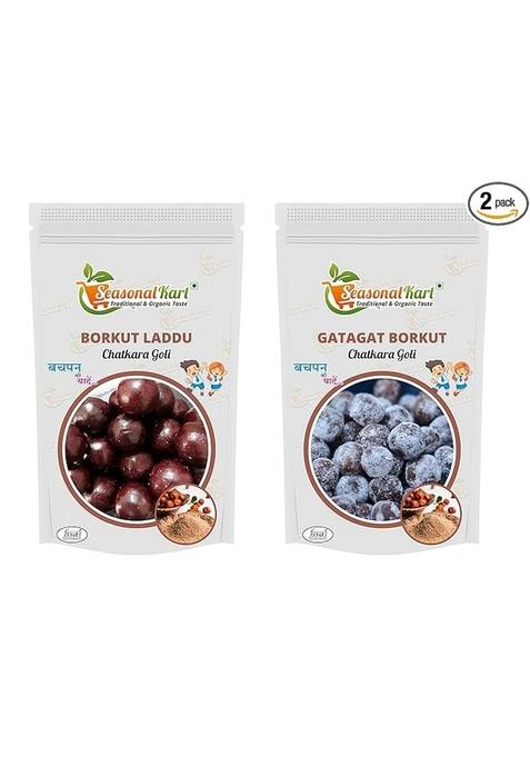 Seasonalkart Combo Pack Of Borkut Laddu,Bor Laddu And Borkut Gatagat Borkut Goli 200 Gm Each Total 400 Gm(Pack Of 2)Real Taste Of Bor