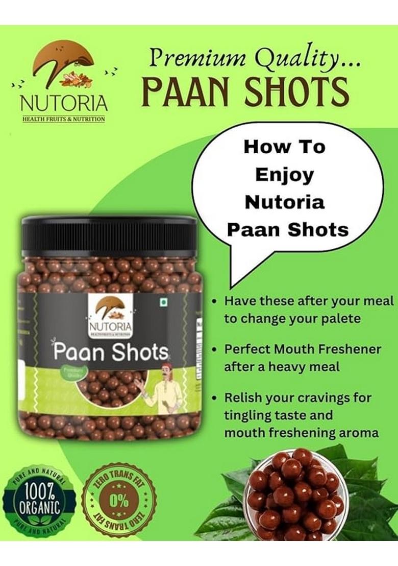 Nutoria Health Fruits & Nutrition Pan Shots Mukhwas Mouth Freshener | Refreshing Paan Flavour Candy Balls | Flavored Digestive Mukhwas | After-Meal Snack | Pan Laddu