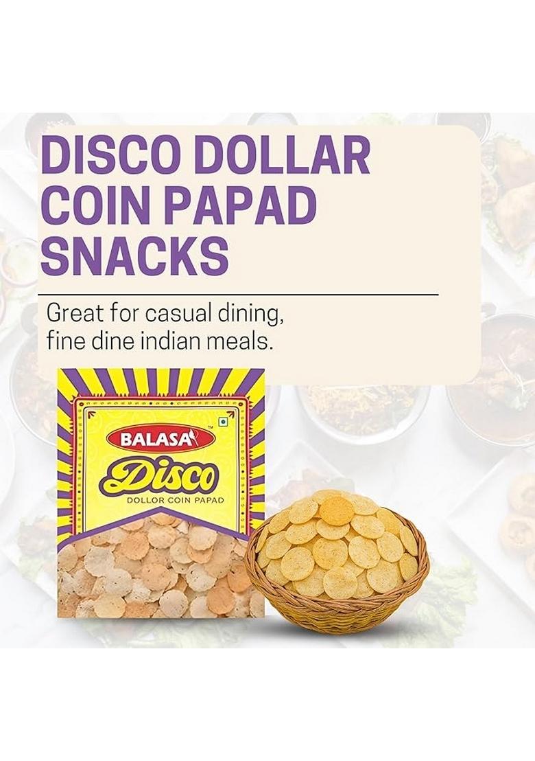 Balasa Urad Dal Papad Mini 400g | Coin Papad | Ready to Fry | Pepper Flavour | Snack Items for Eating | Fresh & Homemade