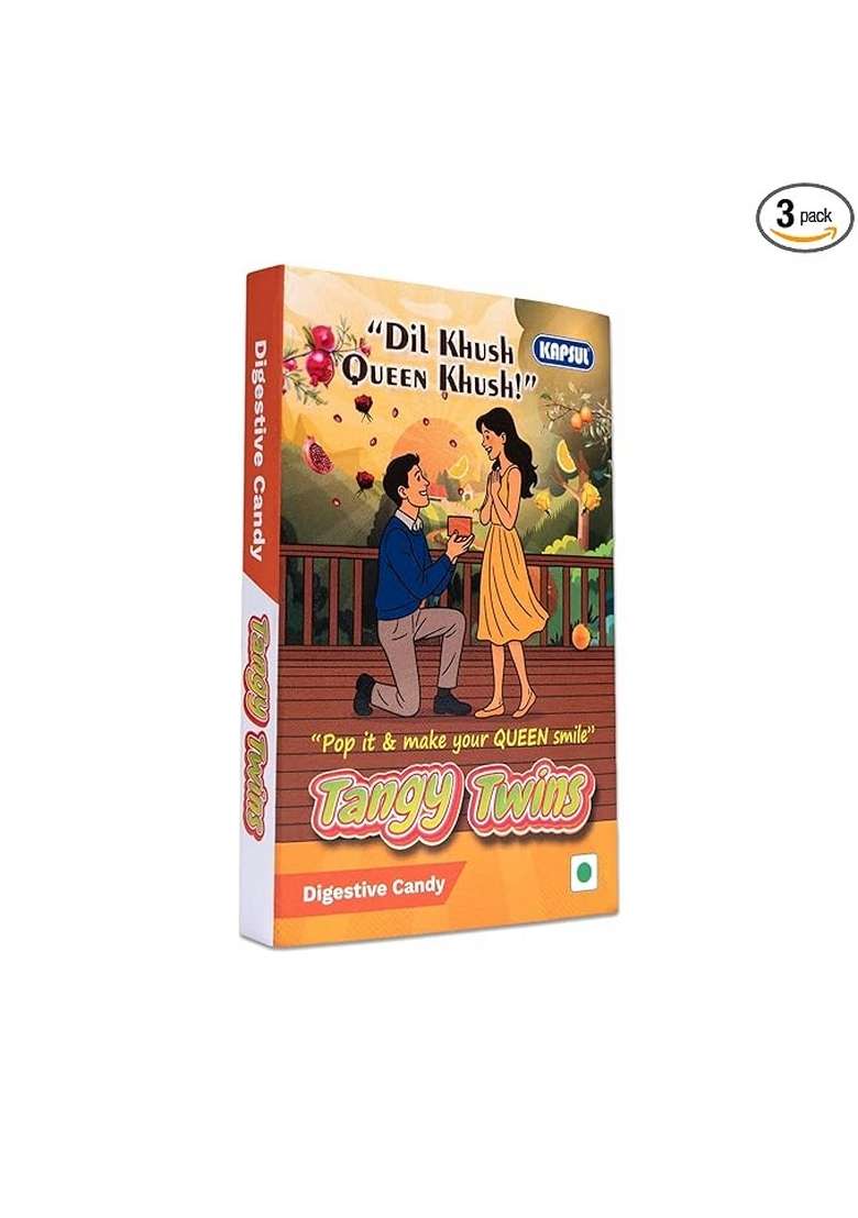 Kapsul Tangy Twins Digestive Candy by Foods | Sweet & Tangy Indian Flavour | 100% Vegetarian | Post-Meal Mouth Freshener - Indya