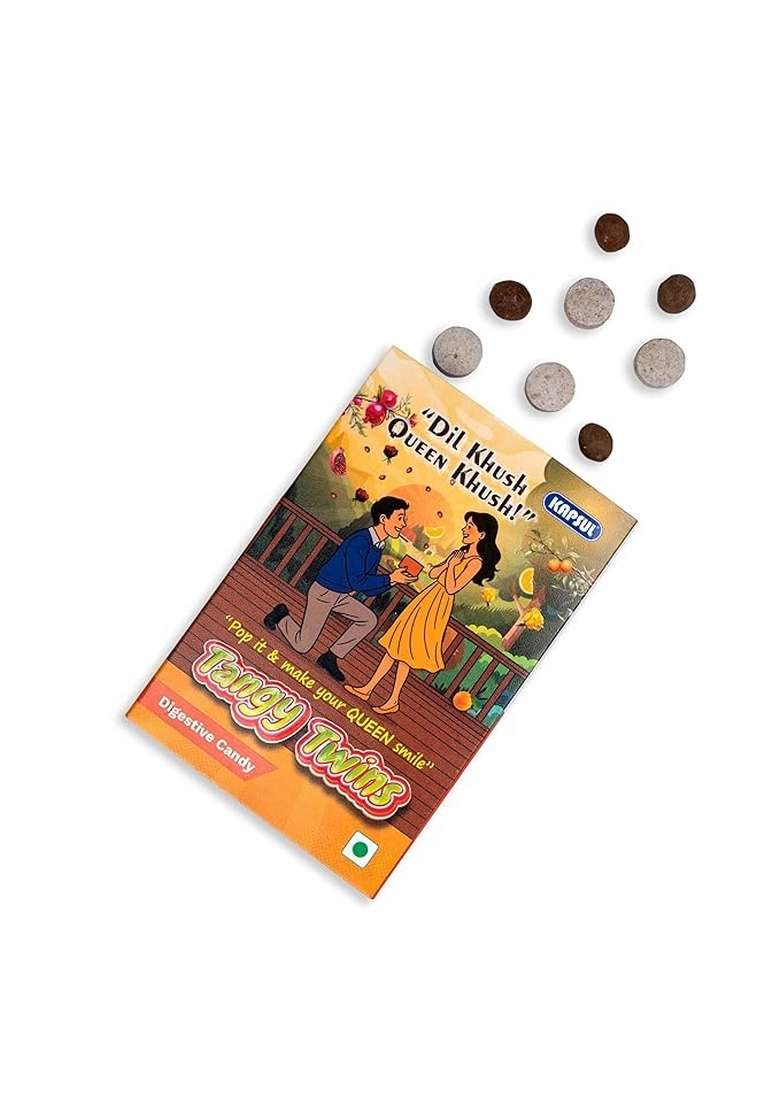 Kapsul Tangy Twins Digestive Candy by Foods | Sweet & Tangy Indian Flavour | 100% Vegetarian | Post-Meal Mouth Freshener - Indya