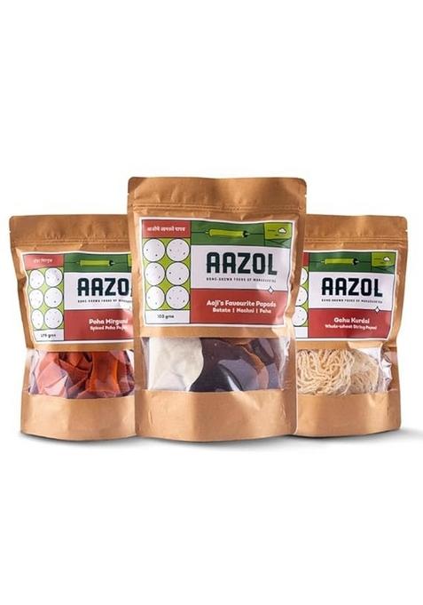 Aazol Whole Wheat String Papad: Gahu Kurdai - 200g | Sun-dried Papad | Crispy Snack | Tasty Fryum