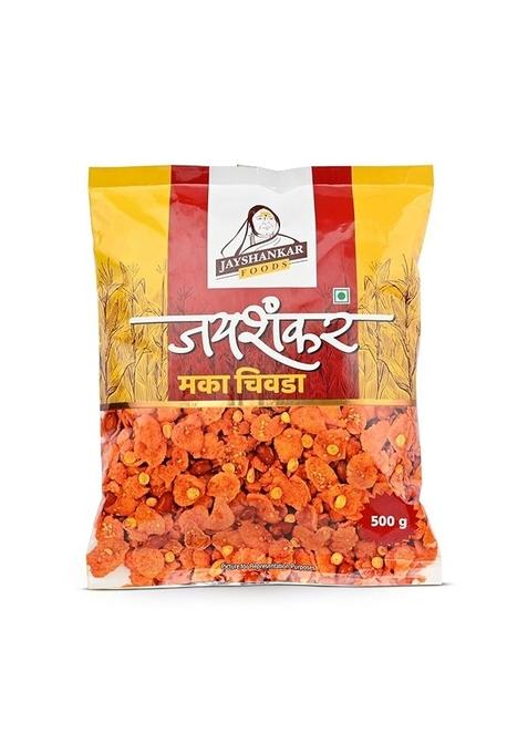 Jayshankar Foods Solapur's Special Crunchy Maka Chivada - 500gm, Authentic Indian Spicy Snack, Cornflakes Namkeen Mixture with Peanuts, Aromatic, Tasty & Flavorful