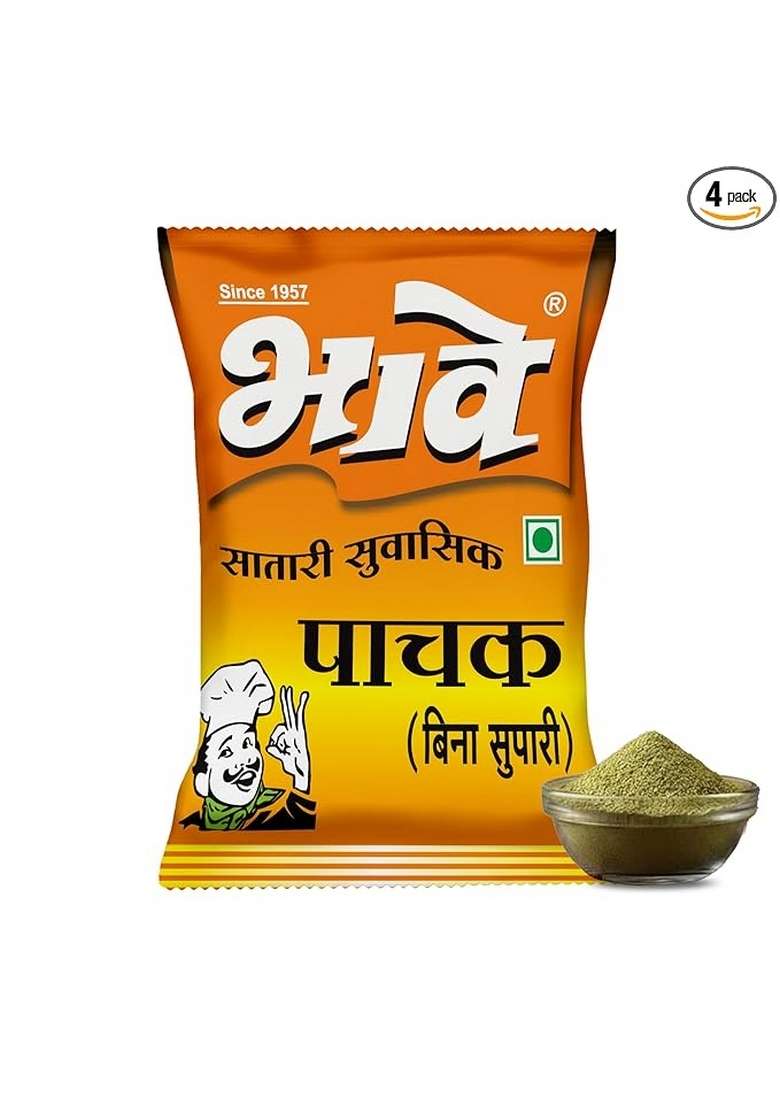 Bhave Pachak Badishep Mukhwas 350gm (3 X 100gm,1 X 50gm) | Perfect After-Meal Refresher | Blend of Powdered Badisaunf (Fennel Seeds) & Natural Ingredients - Nutmeg (Jayfal), Cloves (Lavang) & Liquorice (Jeshthmad) | No Artificial Flavours, Colors or Prese - Indya