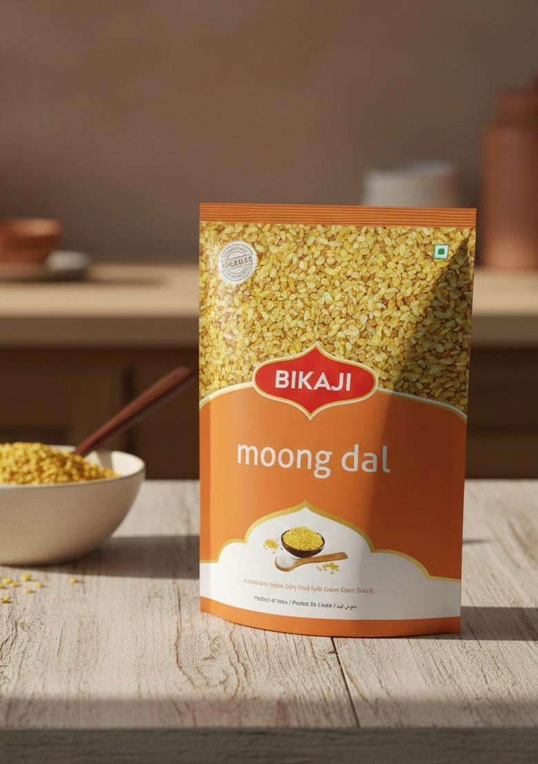 Bikaji Moong Dal - Salty Golden Beads | 400G Pack Mug Paasi Paruppu Addictive Crunch Fully Automated Preparation Extraordinary Taste & Feeling - Indya
