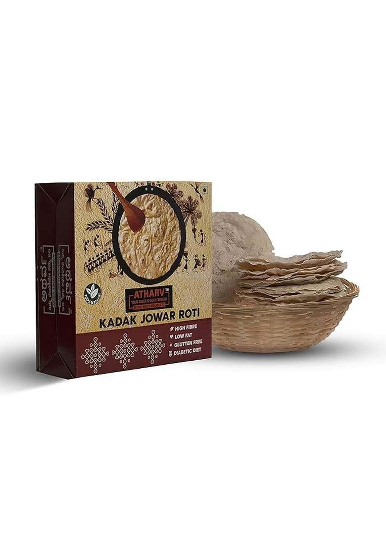 Atharv Home Made Products - Khadak Jowar (Jolada) Roti I Ready To Eat Pack Of 2 (10Pc Each Box) 600 Gram I100% Organic Hi Fiber, Gluten Free - Indya