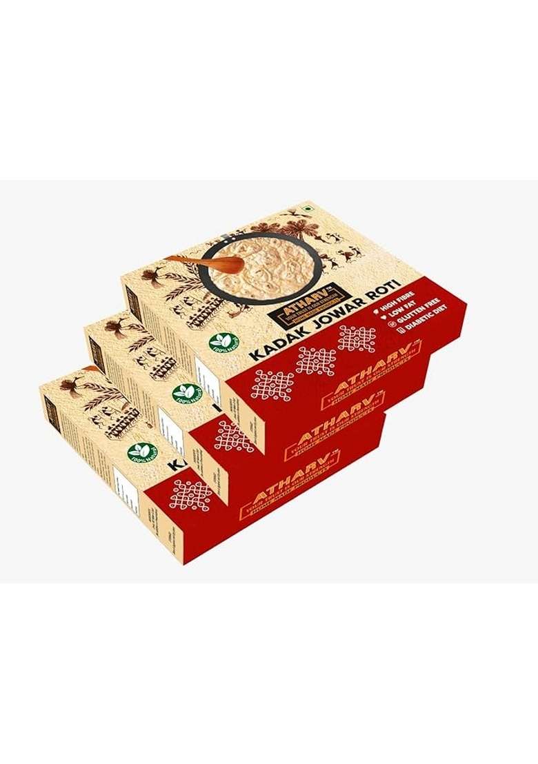 Atharv Home Made Products - Khadak Jowar (Jolada) Roti I Ready To Eat Pack Of 2 (10Pc Each Box) 600 Gram I100% Organic Hi Fiber, Gluten Free - Indya