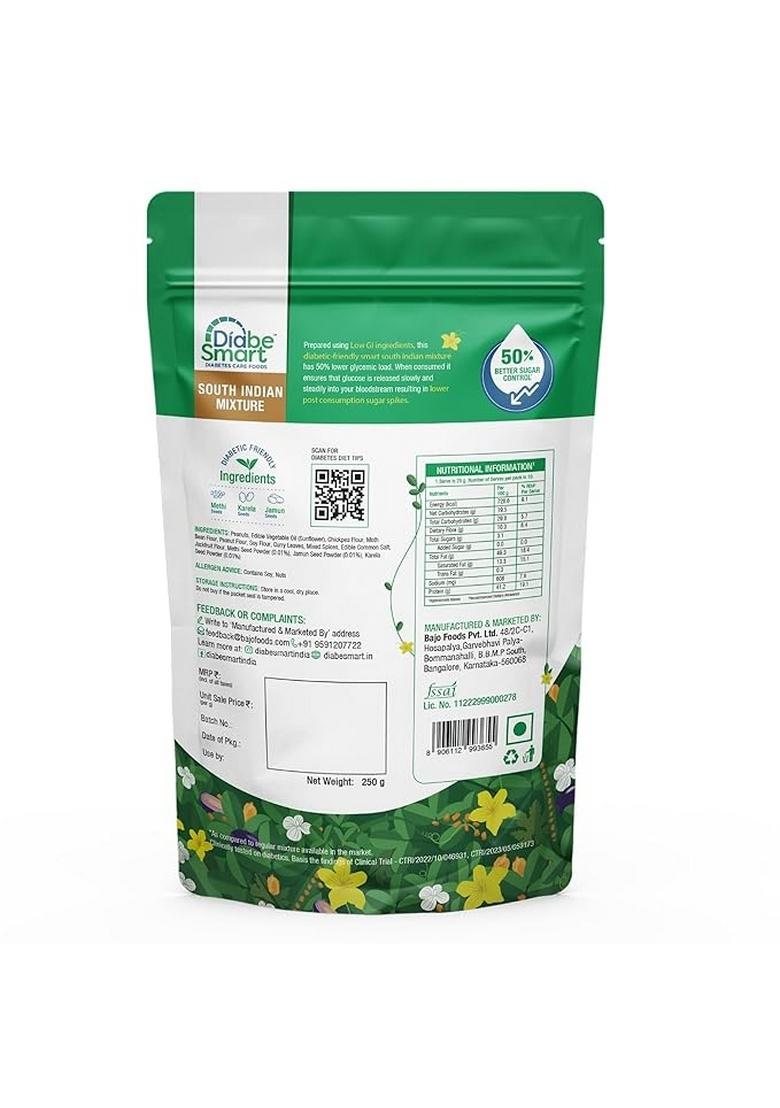 Diabesmart Diabetic Snacks Mixture (250G) | Tested For 50% Better Blood Sugar Level Free Healthy South Indian Style Diet Namkeen And Tasty Diabetes Food Products