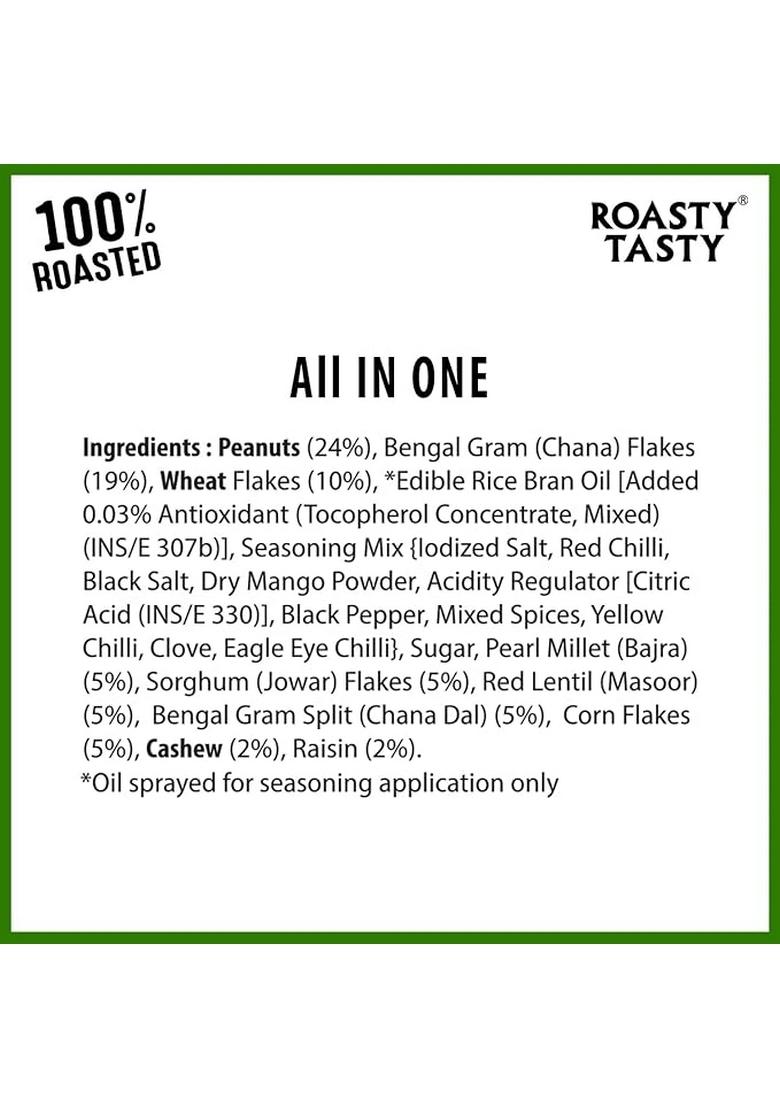 Roasty Tasty All In One | No Onion Garlic Roasted Namkeen Mix Healthy Indian Snack With Peanuts, Millets, Dry Fruits 125G X 3 Packs