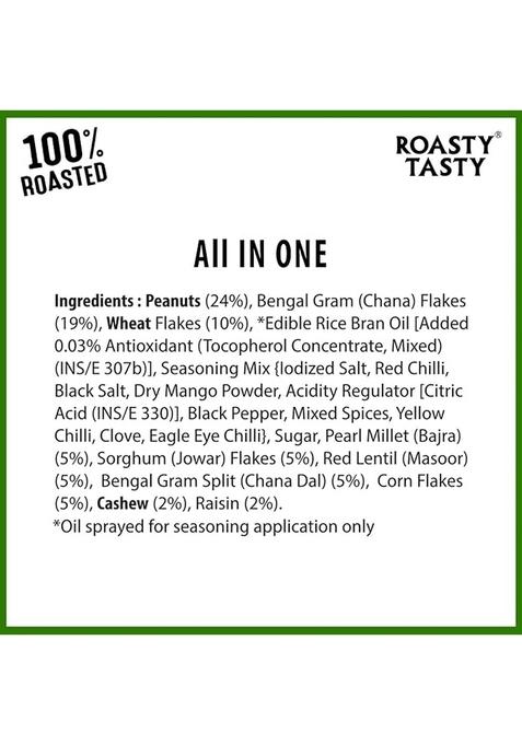 Roasty Tasty All In One | No Onion Garlic Roasted Namkeen Mix Healthy Indian Snack With Peanuts, Millets, Dry Fruits 125G X 3 Packs