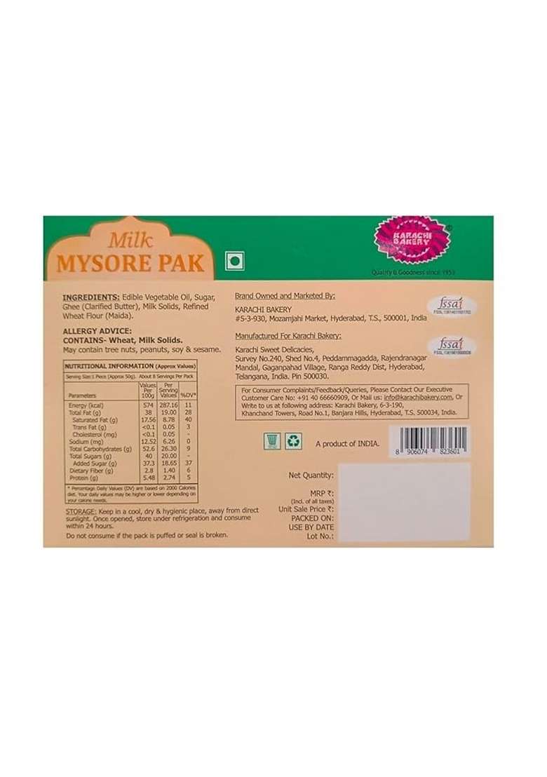Karachi Bakery Mysore Pak, 400G | Indian Mithai Classic Flavour Melts In Mouth - Indya