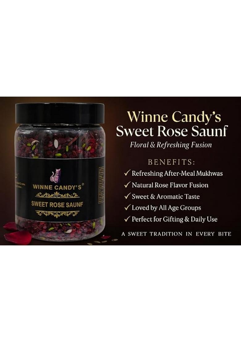 Winne Candy'S Candy Sweet Rose Saunf | Premium Flavored Fennel Seeds Natural Mouth Freshener & Digestive Mukhwas After Meal Refreshing With Traditional Indian