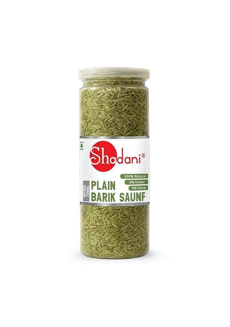 Shadani Plain Barik Saunf Seed (160G) | No Added Colour Orignal Organic Indian Fennel Seeds Premium Fine Traditional Mouth Freshener Refreshing & Aromatic - Indya