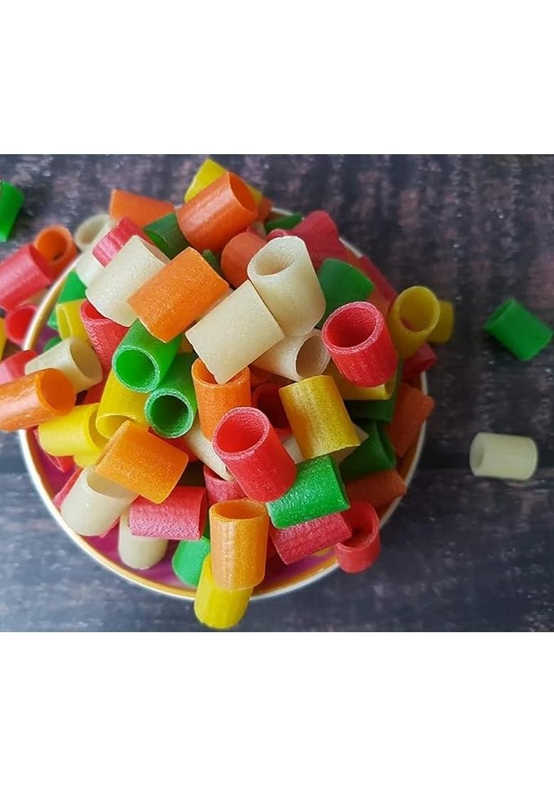 Organic Nature Mix Color Fryums Ready To Fry 400 Gm Crunchy Pipe Tasty Homemade Papad Colorful Snack