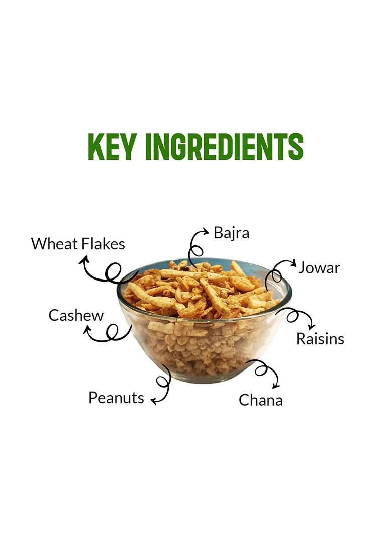 Roasty Tasty All in One | No Onion No Garlic Roasted Namkeen Mix | Healthy Indian Snack with Peanuts, Millets, Dry Fruits 125g x 3 Packs - Indya