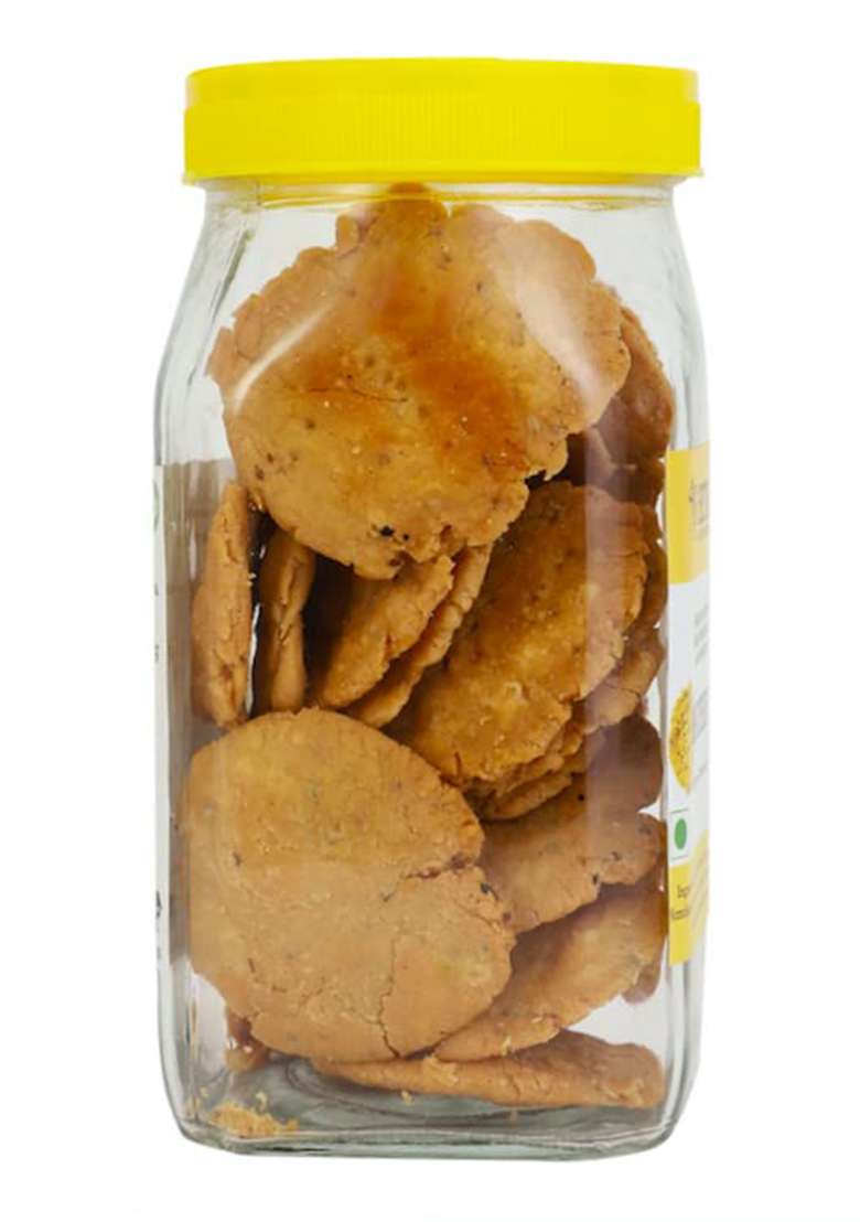 Hetha Whole Wheat Atta Mathri-Fried In Himalayan Badri Cow A2 Bilona Ghee-250Gm - Indya