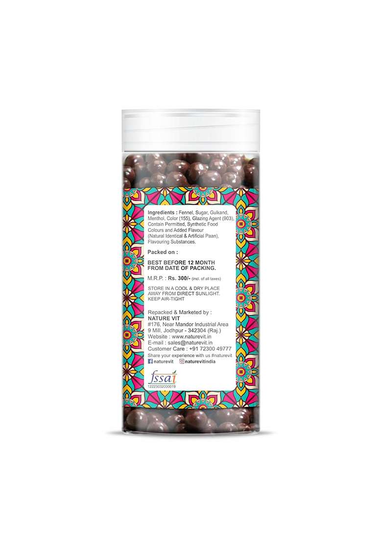 Nature Vit Naturevit Paan Shot 200g | Strong Paan Flavour Candy with Betel Leaf, Gulkand & Spices | Mouth Freshener Candy for All Ages | Post Meal Sweet Treat - Indya