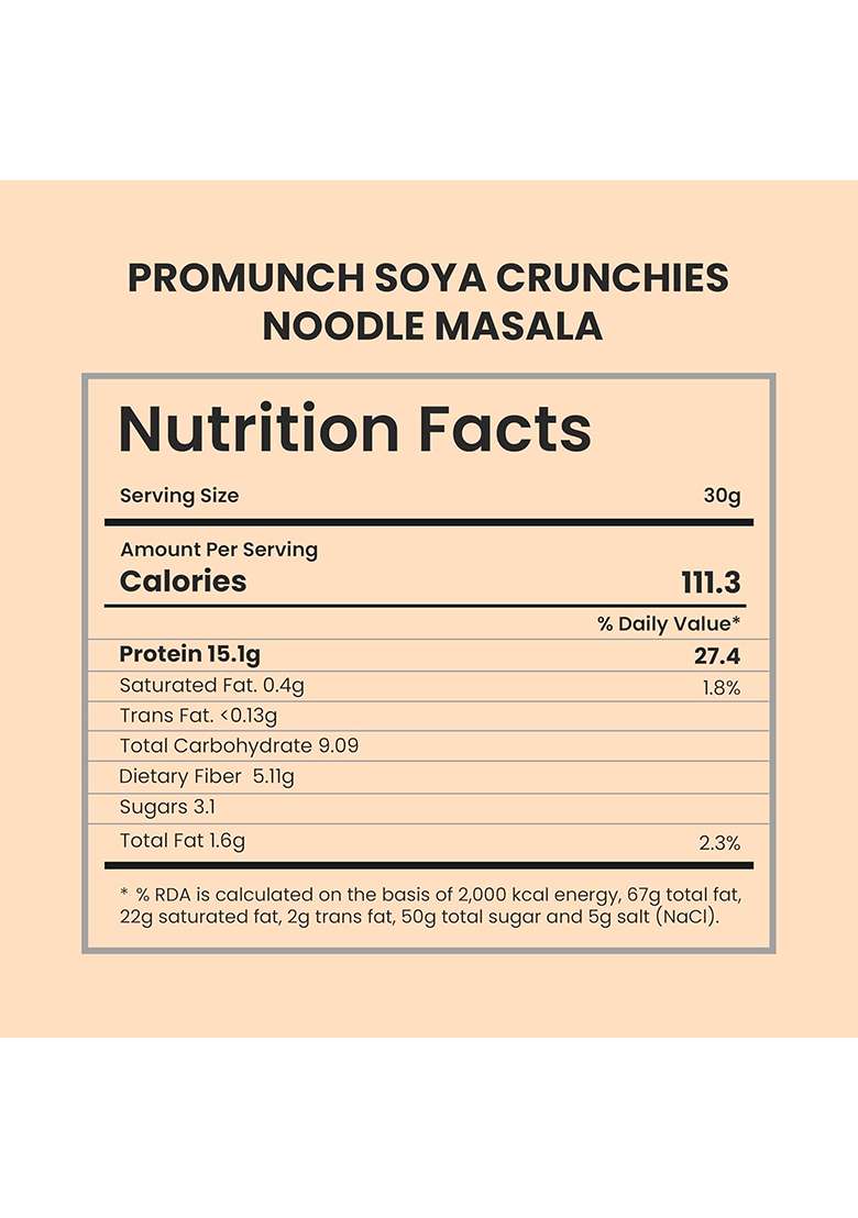 Promunch Soya Crunchies | Vegan | High-Protein | Healthy | Pack of 1, Flavour: Noodle Masala, 270g - Indya