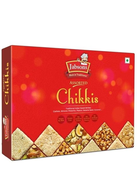 Jabsons Assorted Chikki 400g | Mixed Indian Sweet Bars with Peanuts, Sesame, Dryfruits, Jaggery | Festive Snack Box | Traditional Healthy Mithai