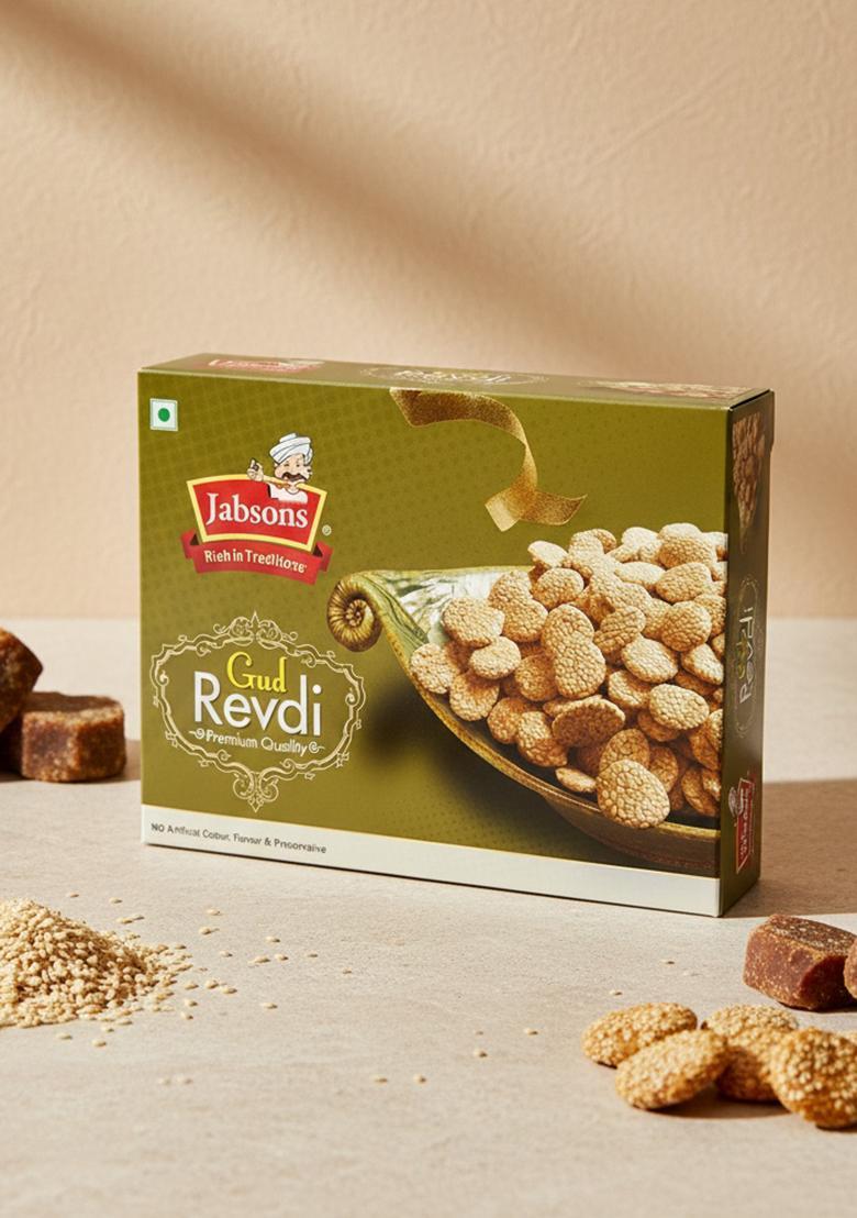 Jabsons Gud Revdi Gajak 400 Gm| Sweet And Crunchy Gud Ki Rewari|Gud Revdi | Rewdi Sweet | Gur Revari | Gazak Candy/Rewadi Sesame And Jaggary Khasta Gajak
