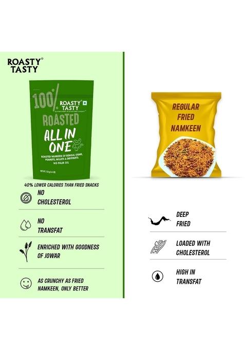 Roasty Tasty All in One – No Onion No Garlic Roasted Namkeen | 125g x 3