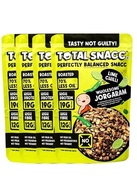 Total Snacc Wholesome Jorgaram Lime Chilli – Roasted High-Protein Mix | 125g x 4