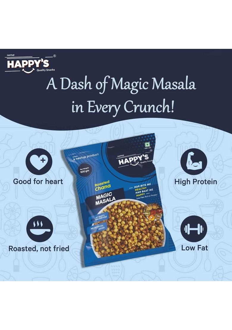 Next Up Happys Roasted Chana – Magic Masala Protein Snack | 500 Gm (Pack of 2)