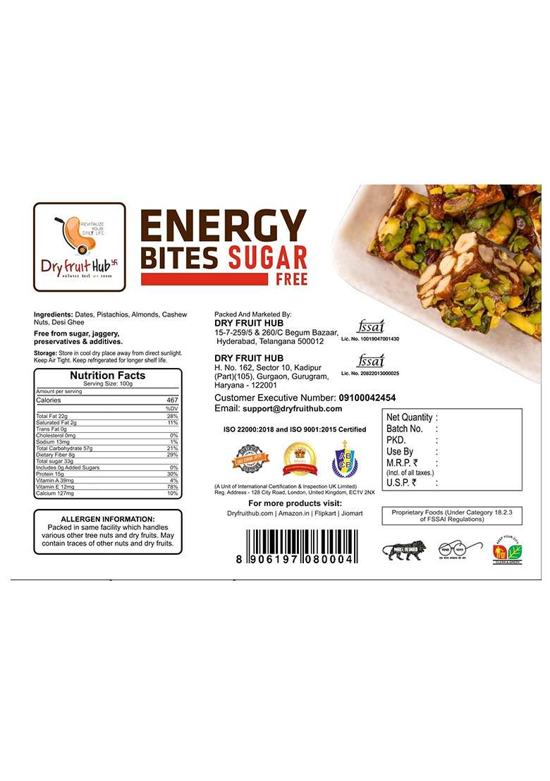 Dry Fruit Hub Energy Bites Sugar Free â€“ Dates Chikki | 1kg - Indya