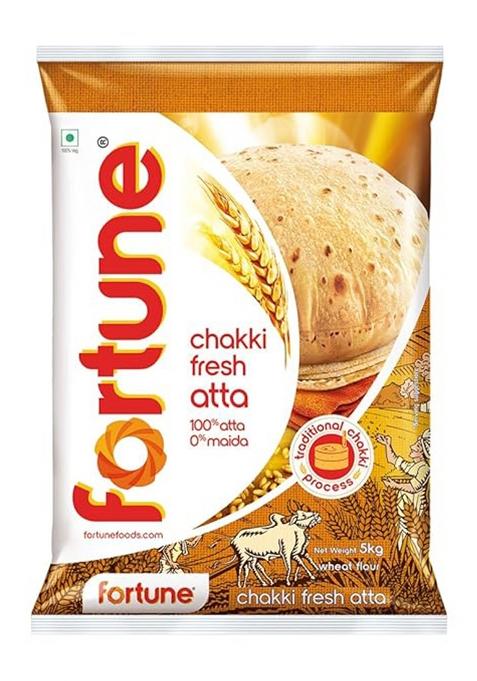 Fortune Chakki Fresh Atta, 5 Kg, 100% Atta 0% Maida
