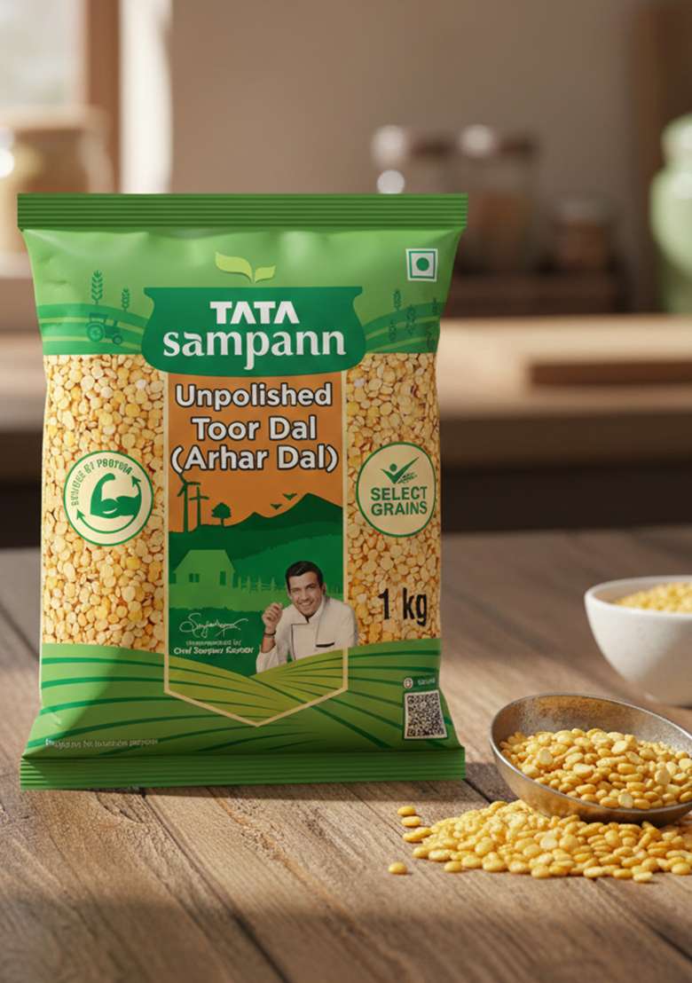 Tata Sampann Unpolished Toor Dal/Arhar Dal, 1Kg - Indya