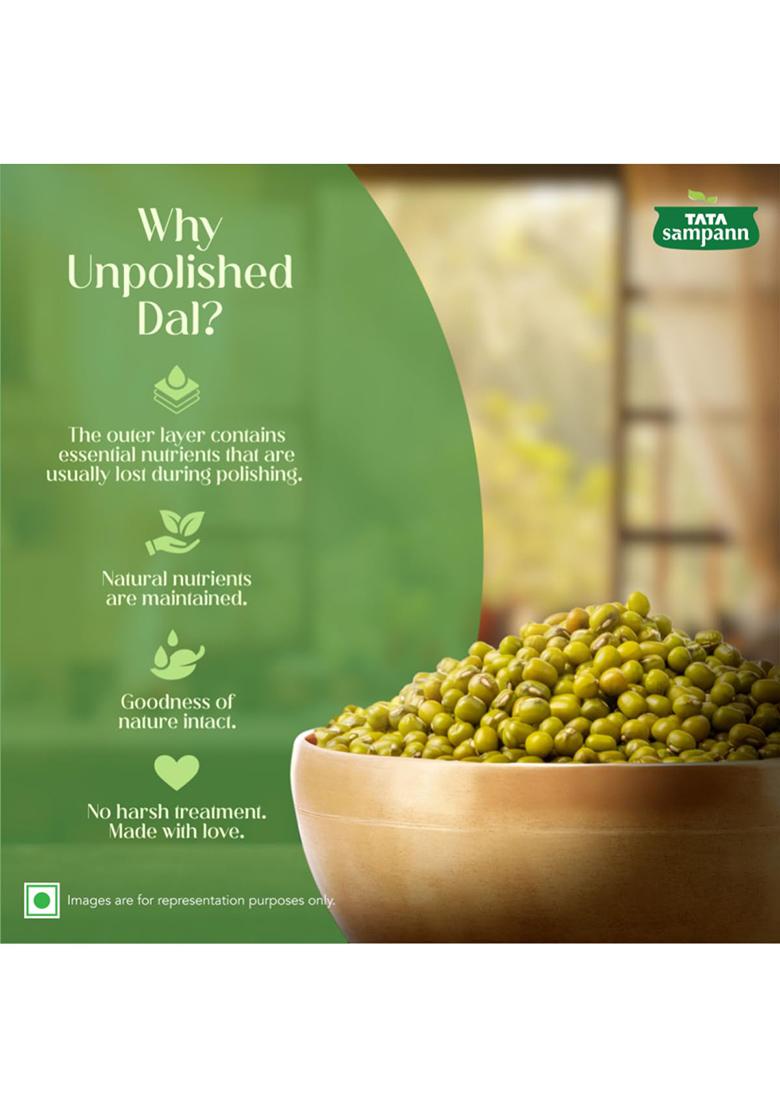 Tata Sampann Unpolished Green Moong Dal (Whole), 500Gm