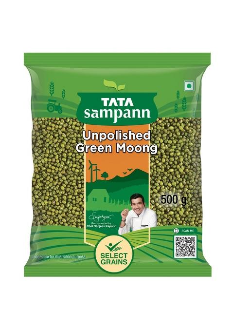 Tata Sampann Unpolished Green Moong Dal (Whole), 500Gm