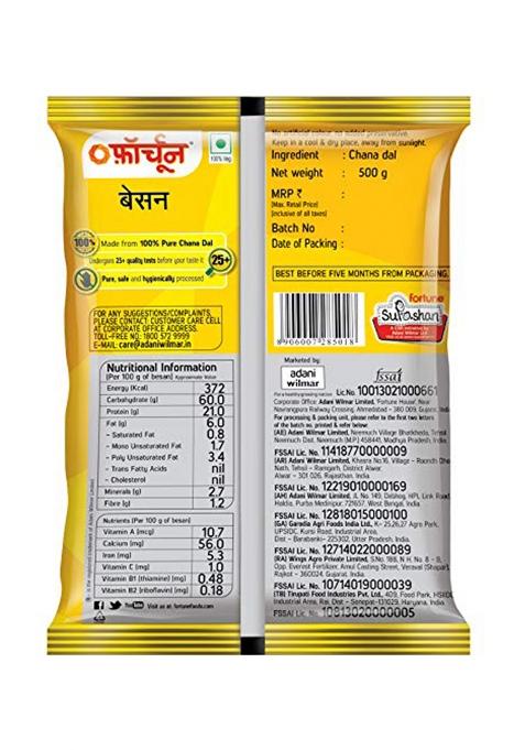 Fortune Chana Besan, 100% Chana Dal 100% Taste, 500 Gm