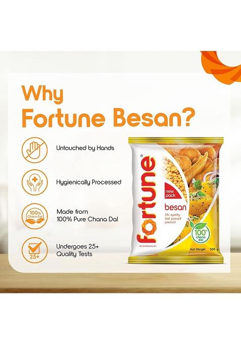 Fortune Chana Besan, 100% Chana Dal 100% Taste, 500 Gm