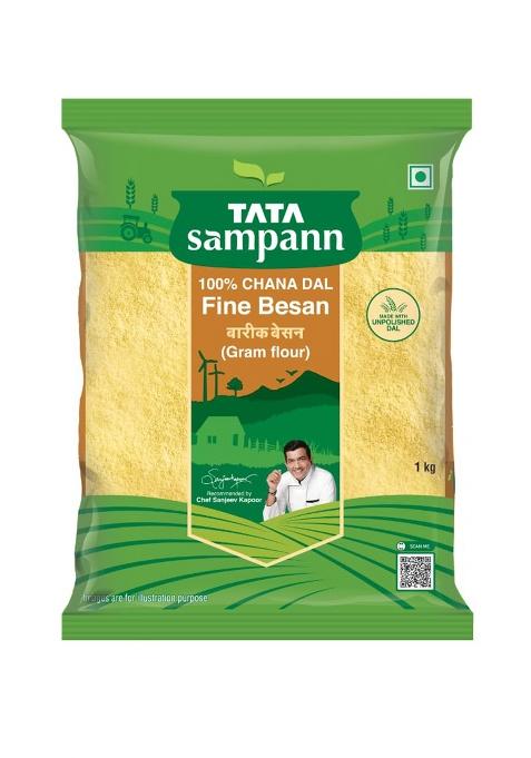 Tata Sampann 100% Chana Dal Fine Besan, Gram Flour, 1 Kg